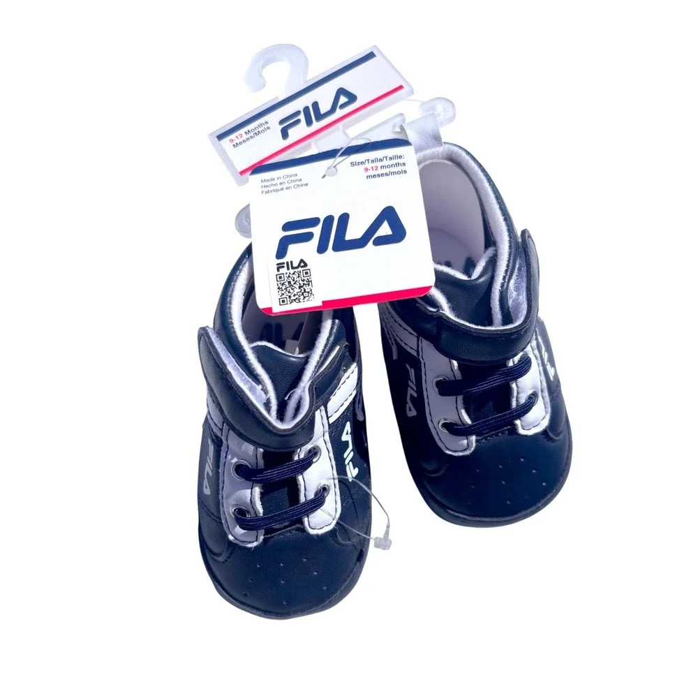 Fila Shoes Kids 9-12 Months Navy Blue New Hook and Loop Soft Sole Sneakers NWT